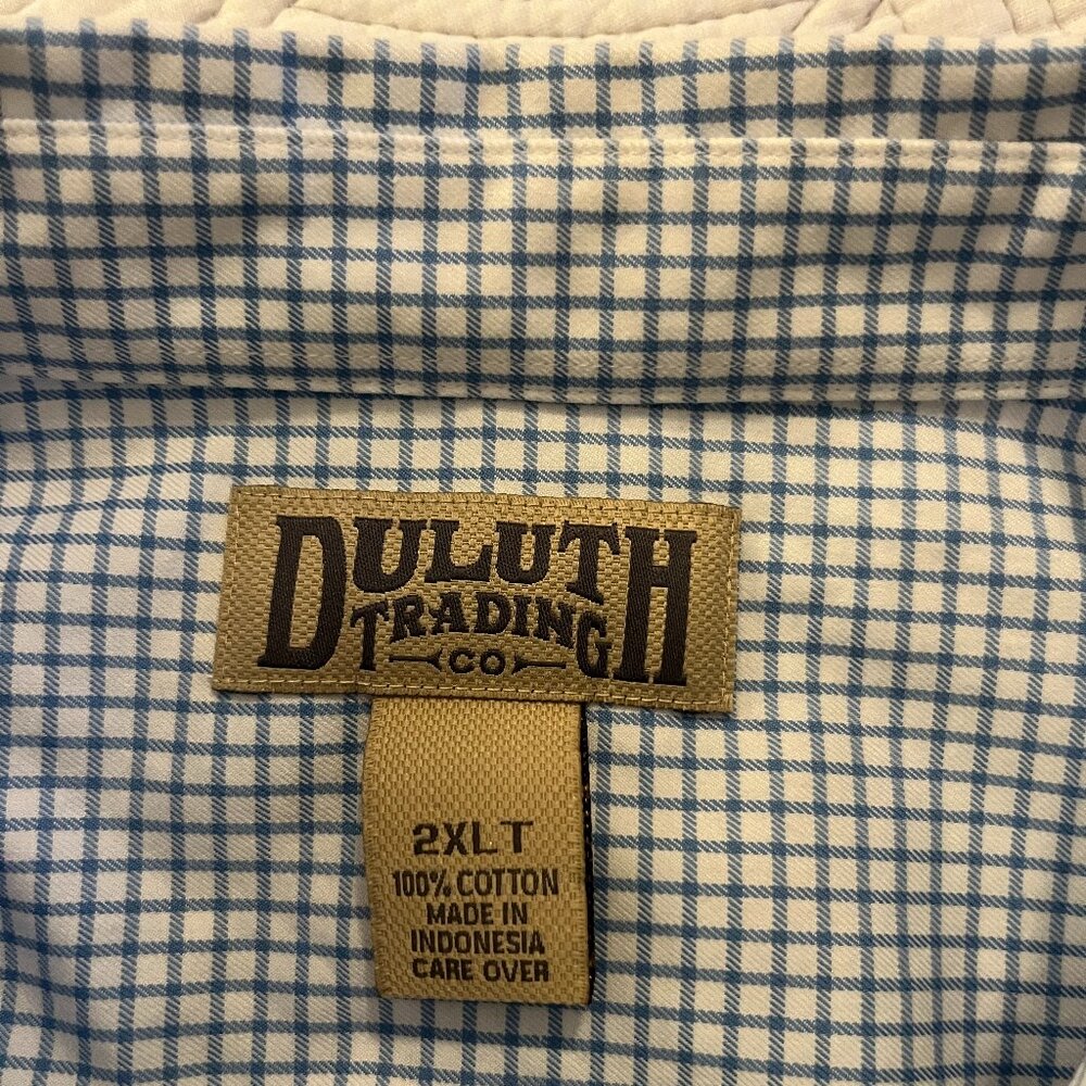DULUTH TRADING CO. SZ 2XLT 100% COTTON LONG SLEEVE GUSSETED DRESS SHIRT